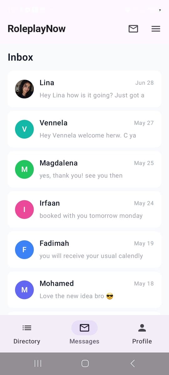 Your inbox keeps all your conversations in one place. See who messaged you at a glance.